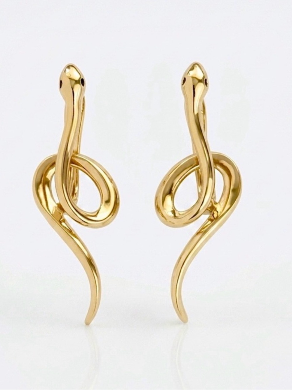 14k Gold Plated Huggie Hoop Serpent Snake Earrings | Minimalist Dainty Jewelry